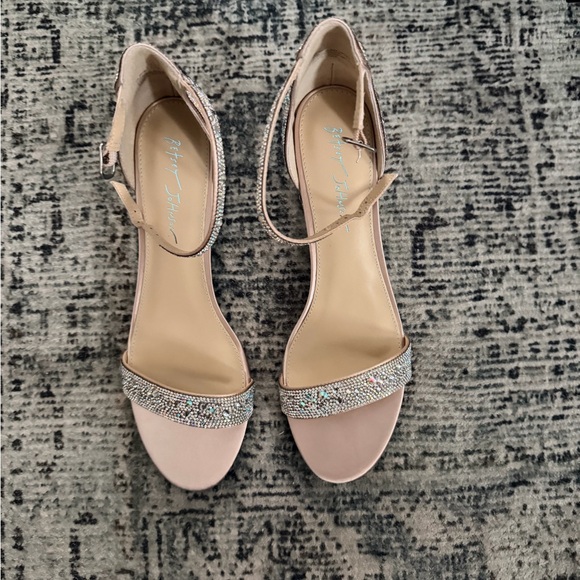 Betsey Johnson Sparkling Silver Ankle Strap Heels - Picture 3 of 5